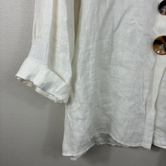 Zara Woman 100% Linen Nehru Collar Tunic Size XL Coastal Cottagecore - Picture 2 of 6